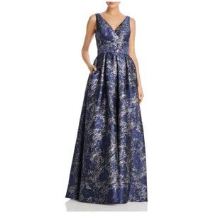 Blue Infusion Metallic Jacquard Gown